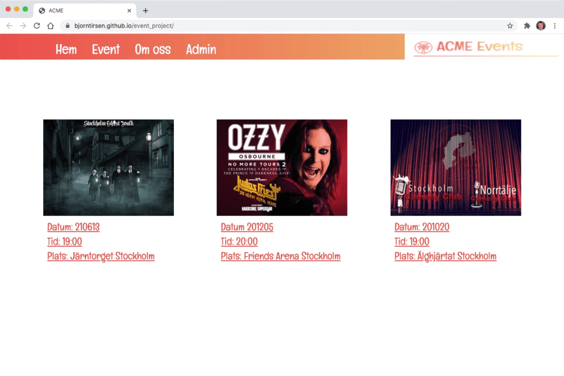 Cover image for project ACME Events