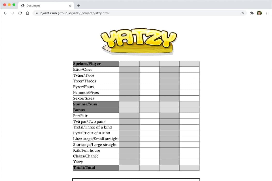 Cover image for project Yahtzee Game